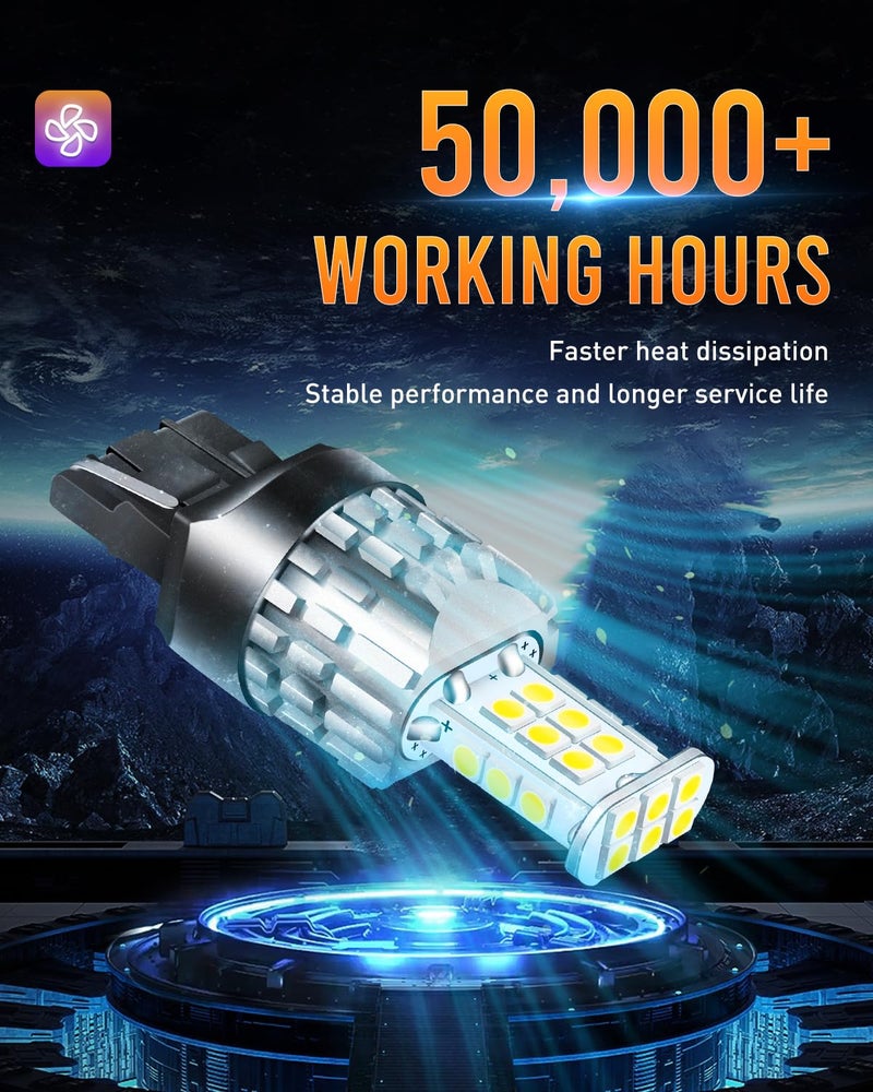 LUYED 7440 LED Bulb Reverse Lights 3100 Lumens T20 7440NA 7441 W21W LED Bulbs Used For Backup Reverse Lights Turn Signal Lights, Xenon White,Pack of 2 - Image 3
